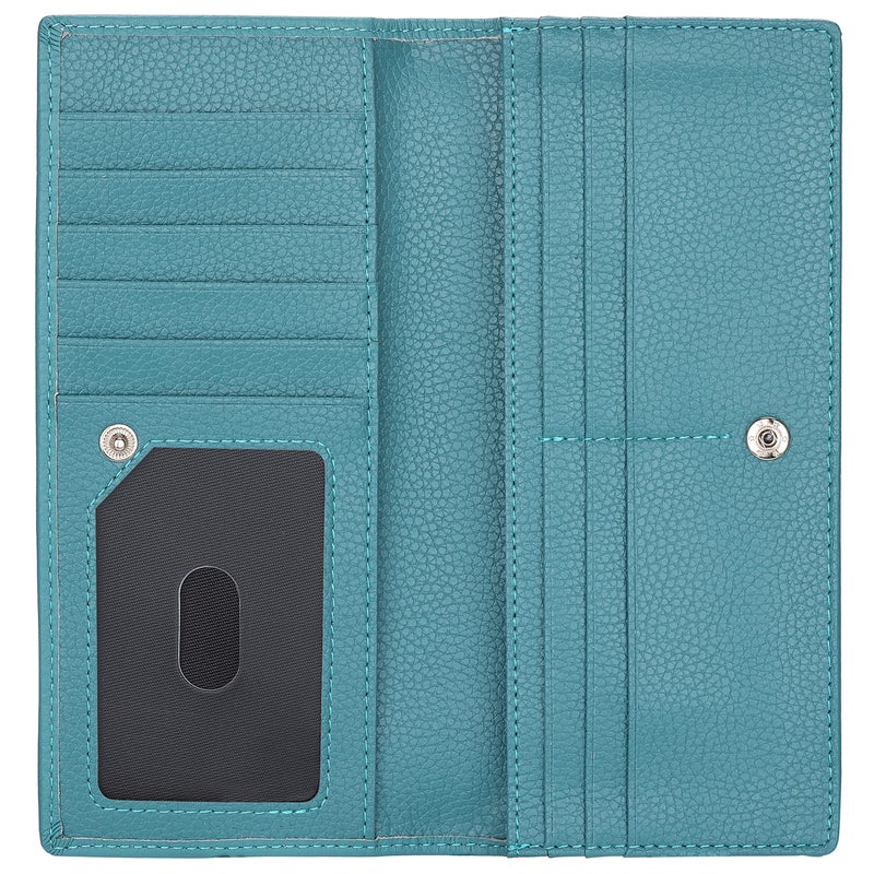 Lavemi Ultra Slim Thin Leather Women Wallet RFID Blocking Credit Card Holder Bifold Long Ladies Billfold (Light Green) - Image 3